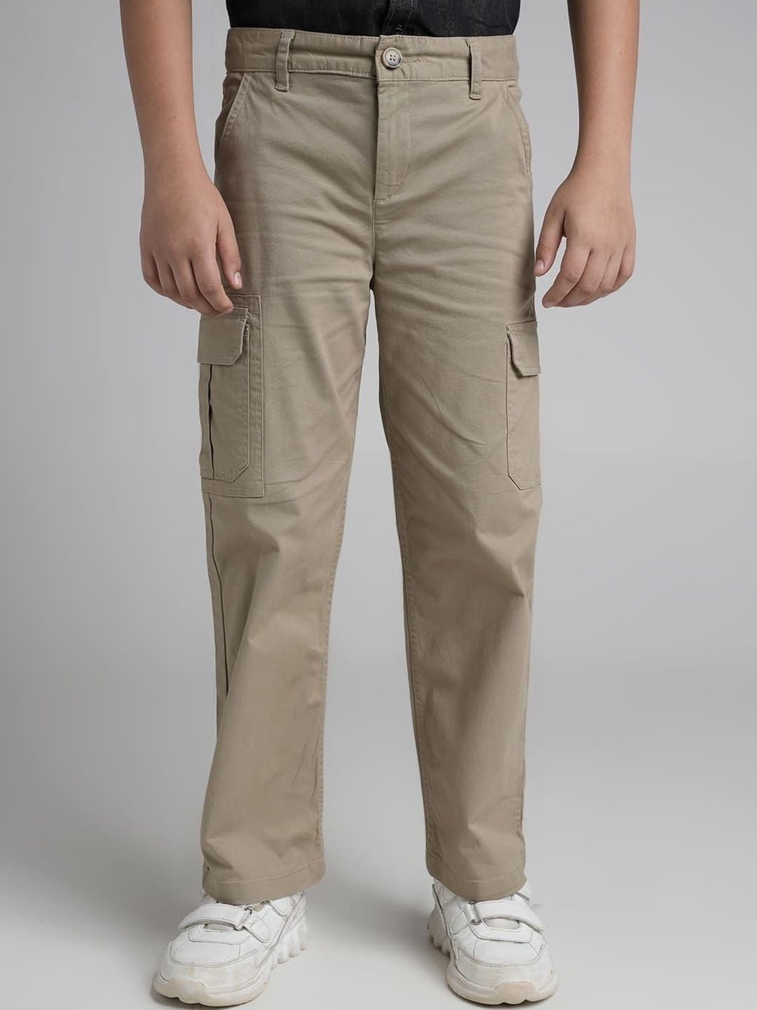 UNDER FOURTEEN ONLY Boys Relaxed Textured Mid-Rise Cotton Cargos