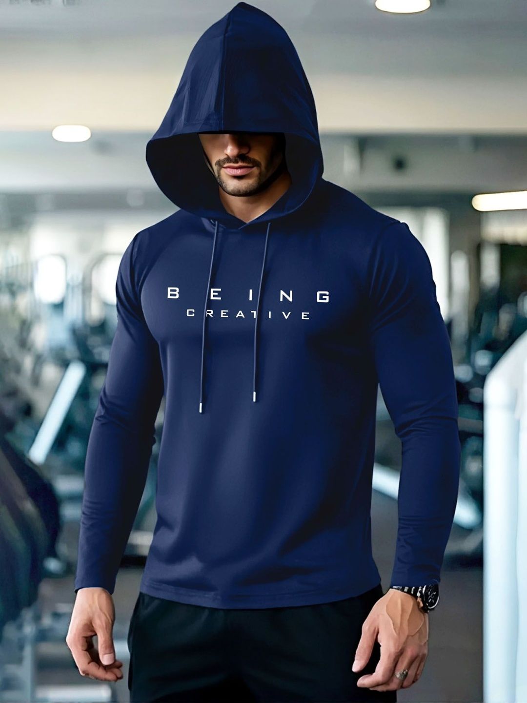 AUSK Men Typography Printed Hooded T-shirt