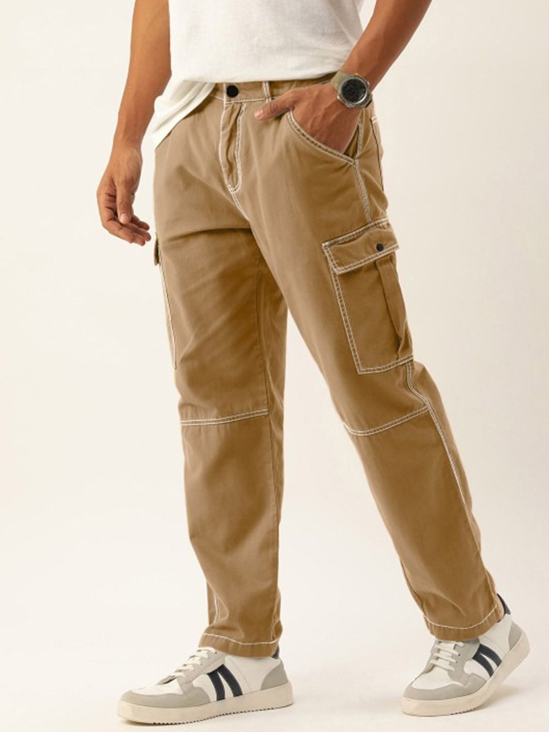 Bene Kleed Bene Kleed Men Relaxed Fit Cargo Trousers with contrast stitch