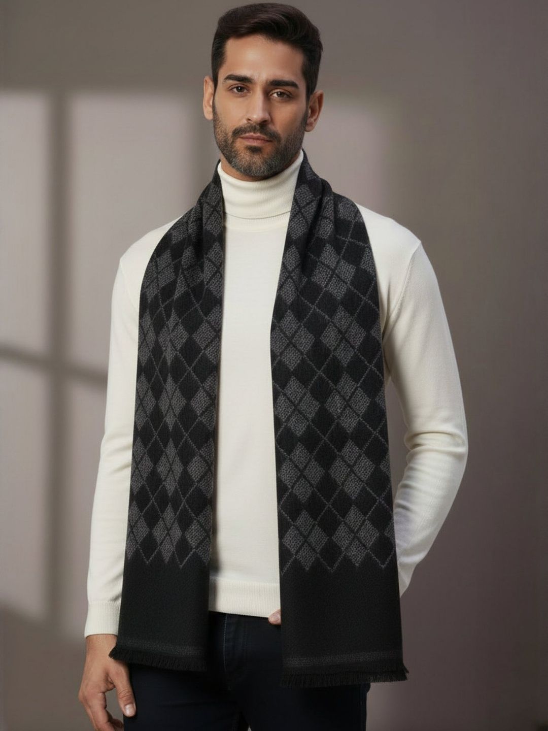 Zamour Men Checked Acrylic Mufflers
