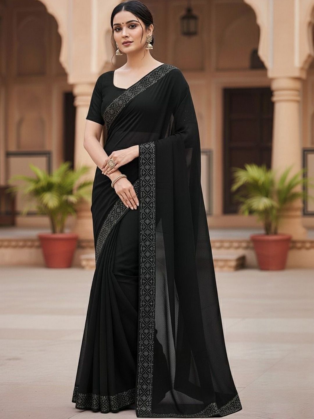 Moda Rapido Ethnic Motifs Zari Poly Georgette Saree