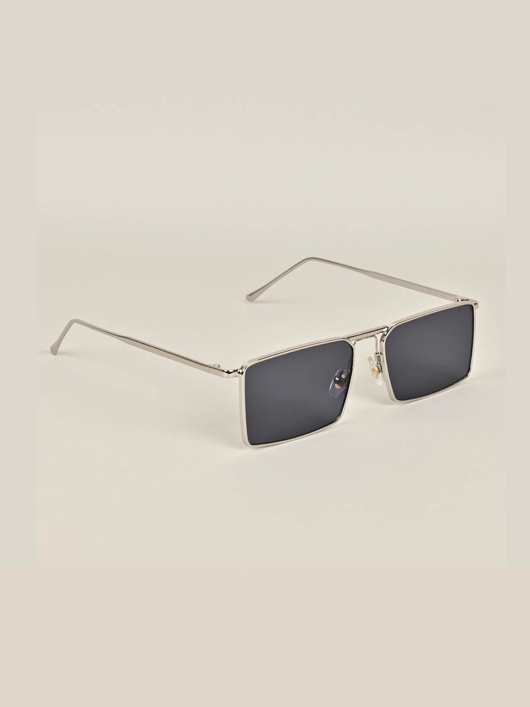 Provogue Unisex Full Rim UV Protected Rectangle Sunglasses Prov Metal Sq Silver BLk