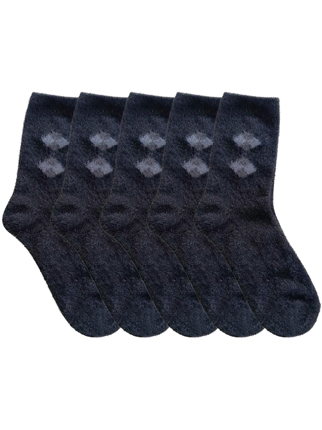 SECRETS BY ZEROKAATA Unisex Pack of 5 Self Design Assorted Calf Length Socks