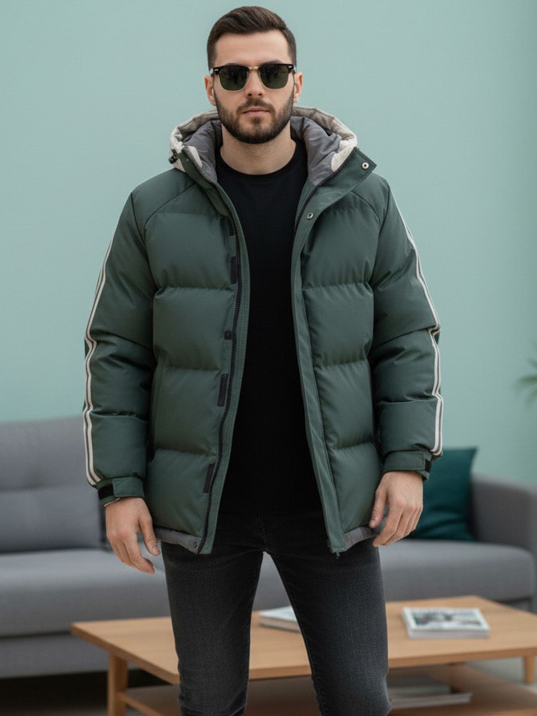 Mast & Harbour Hooded Tailored Jacket