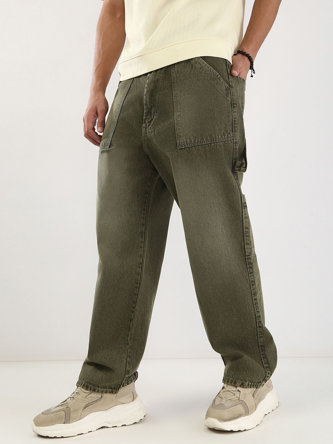 Urbano Fashion Men Loose Baggy Fit Carpenter Cargo Jeans With 6 Pockets Non-Stretchable