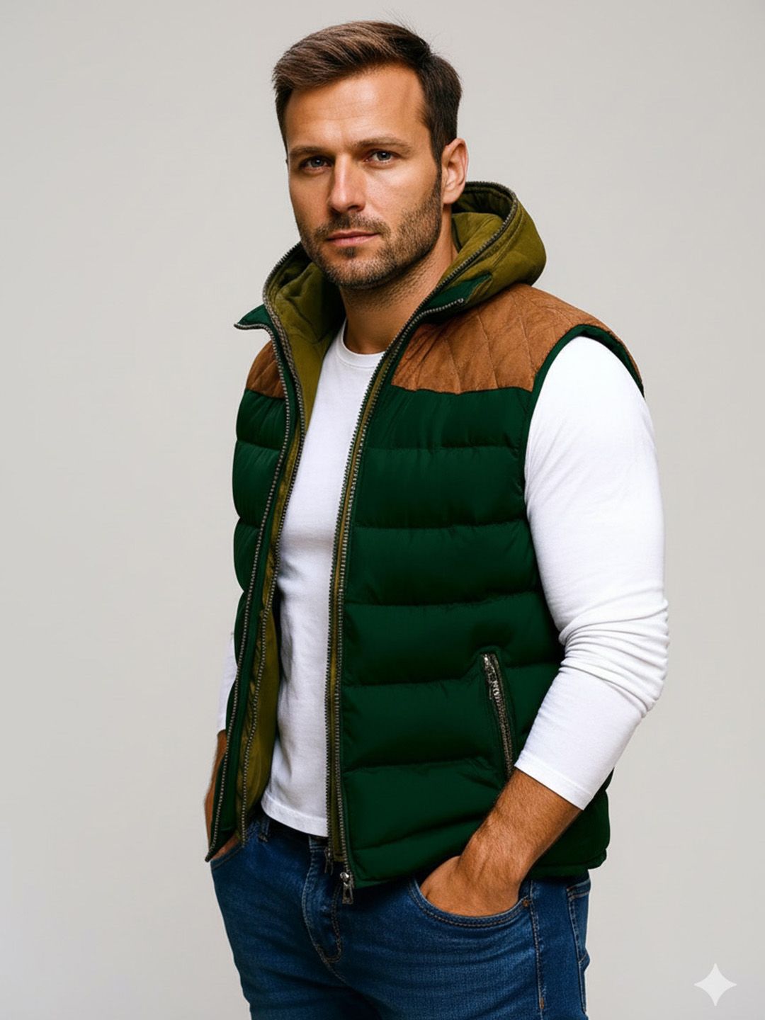 HERE&NOW Men Green Long Sleeves Regular Polyester Jacket