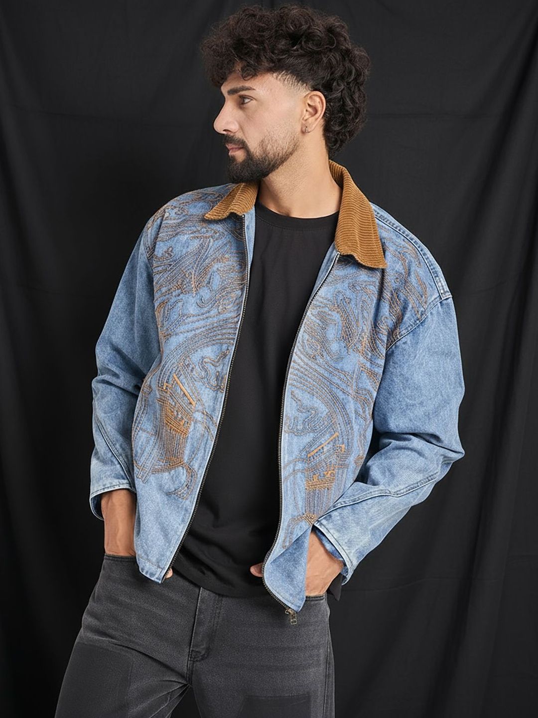 Buy FUGAZEE Men Denim Jacket with Embroidered - Jackets for Men