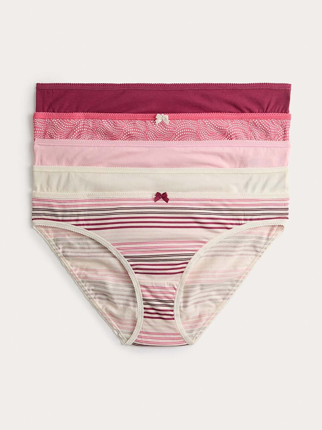 Marks & Spencer Women Pack Of 5 Striped Bikini Briefs