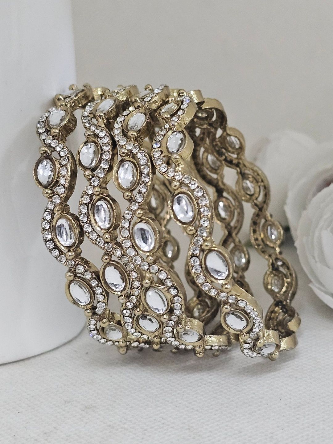 Panini jewels Panini jewels Set Of 4 Gold Plated & Stone Studded Bangle