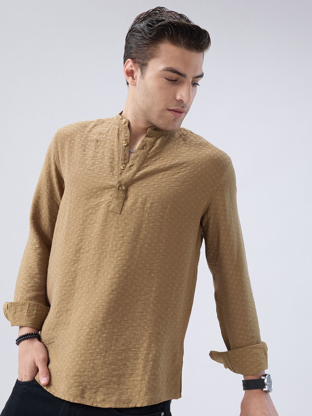VASTRADO Men Woven Design Jacquard Kurta