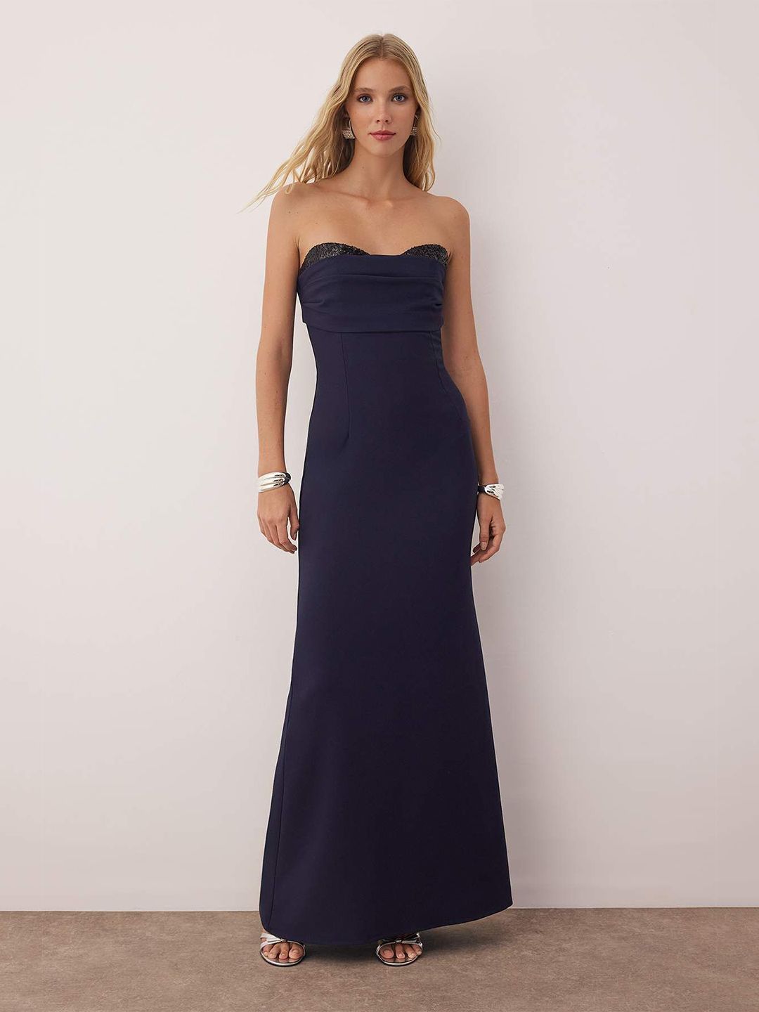Trendyol Embellished Strapless Maxi Dress