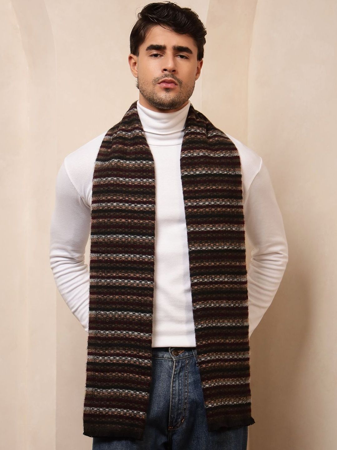HANDICRAFT PALACE Men Striped Merino Wool Mufflers
