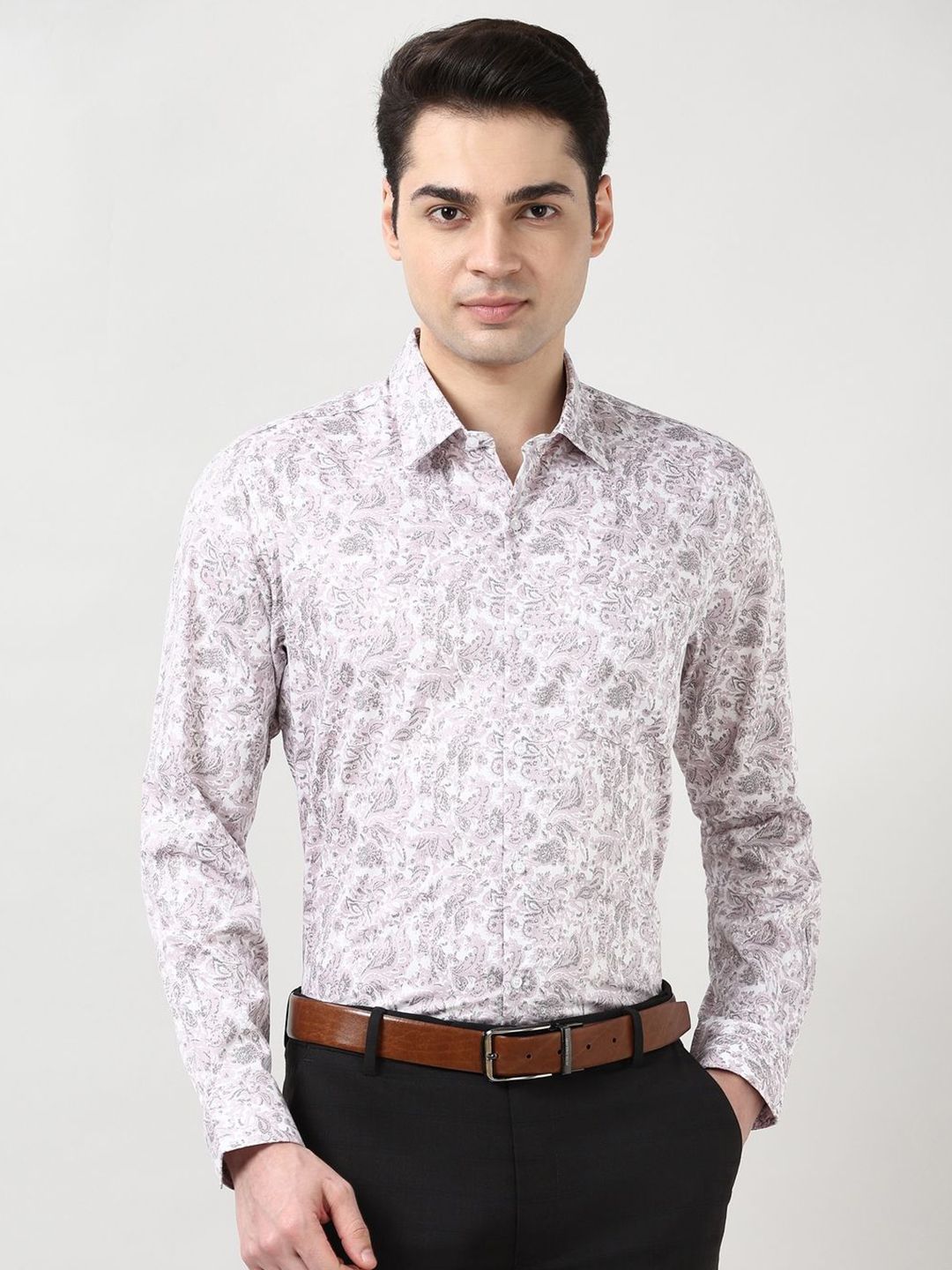 Peter England Peter England Men Ethnic Motifs Printed Spread Collar Pure Cotton Formal Shirt