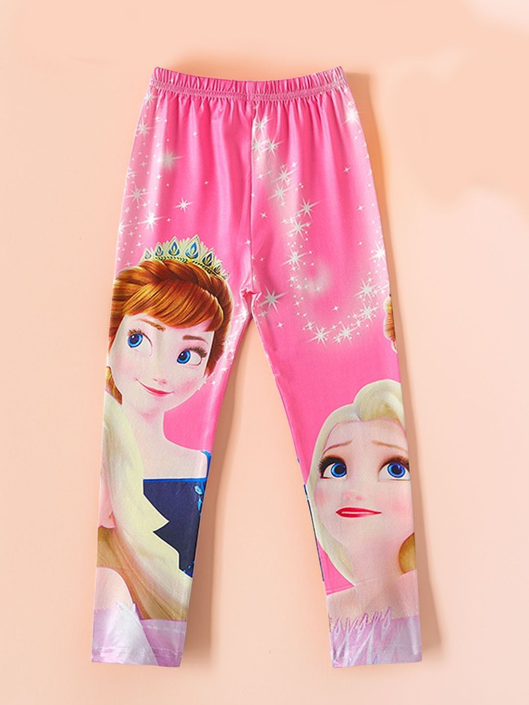 Xsole Girls Elsa & Anna Printed Mid Rise Slip On Trousers