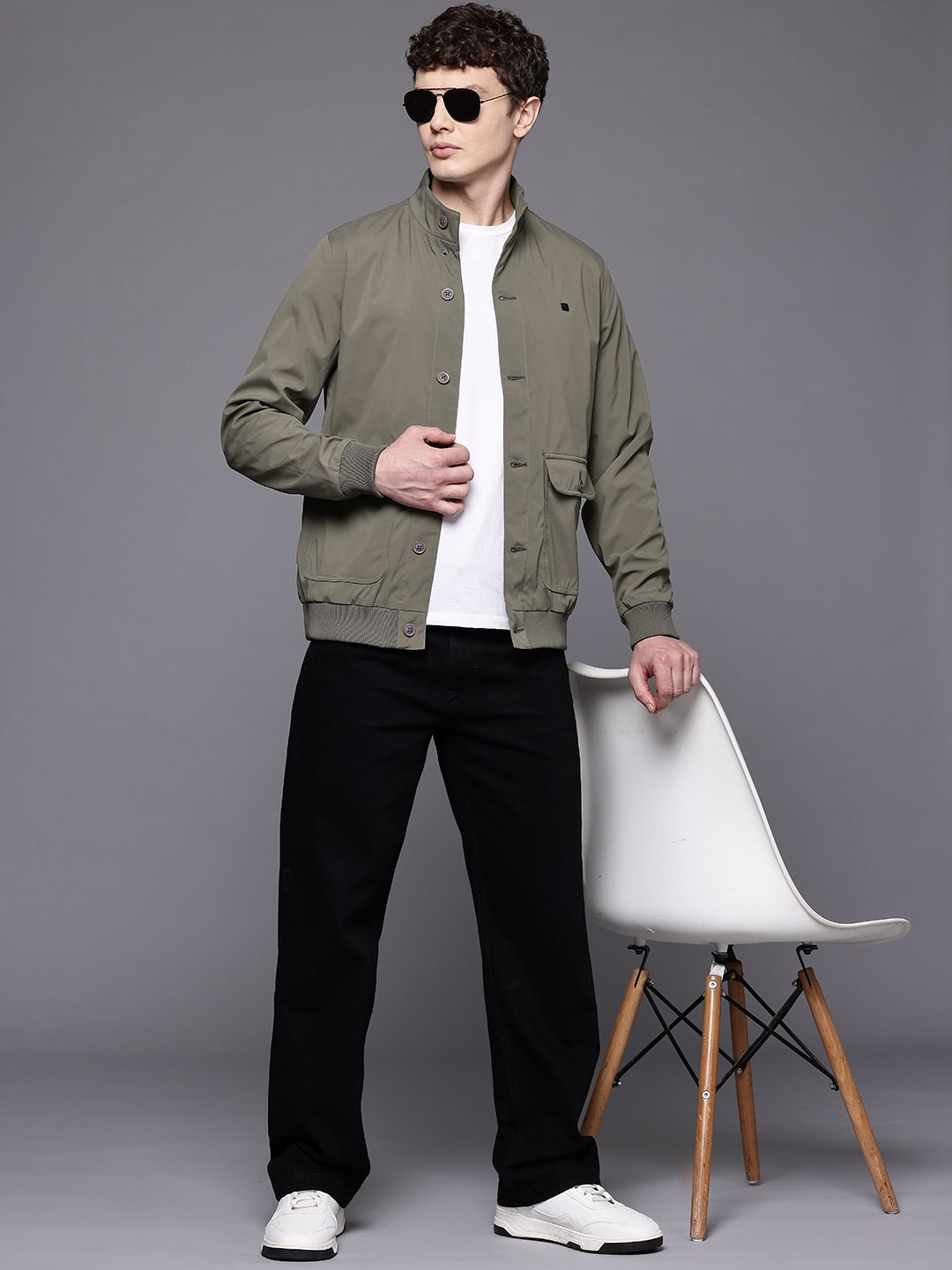 Allen Solly Allen Solly Mock Collar Button-Down Bomber Jacket