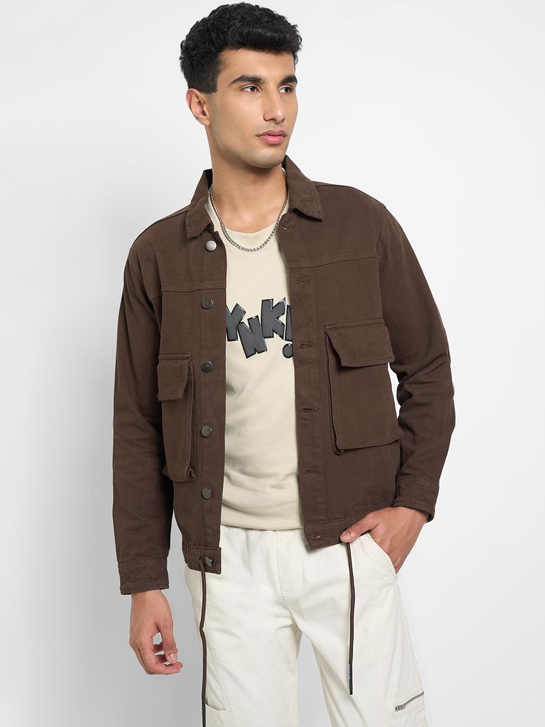 Street 808 by Pantaloons Spread Collar Pure Cotton Woven Jacket