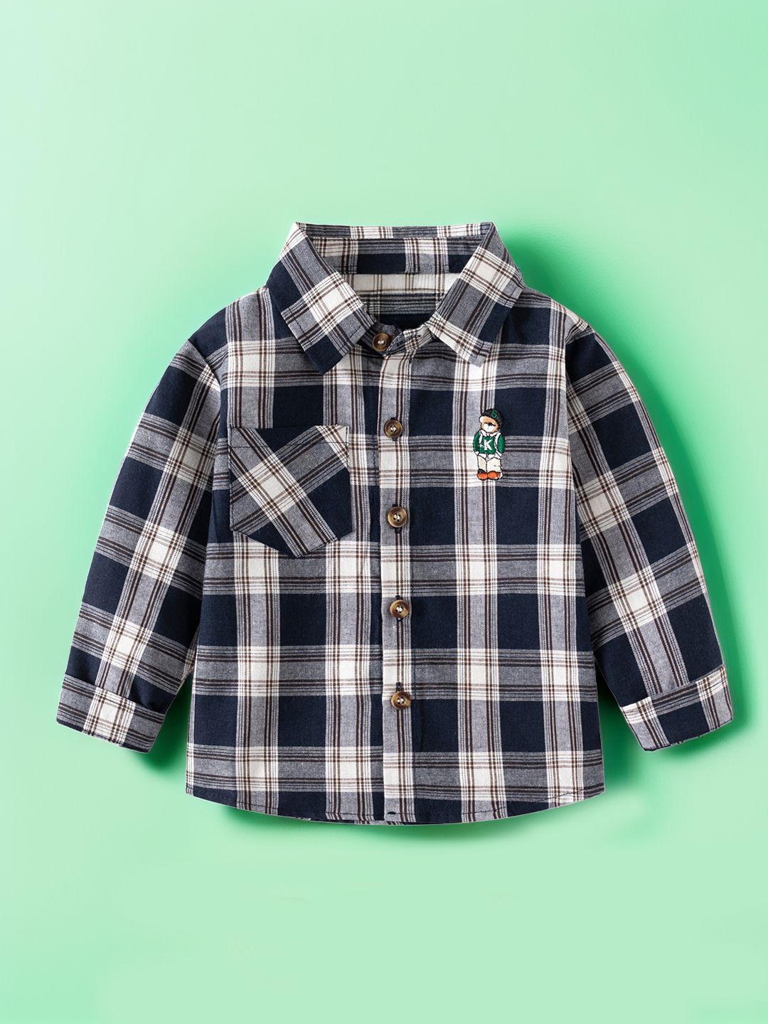 Xsole Boys Checked Spread Collar Regular Fit Casual Shirt