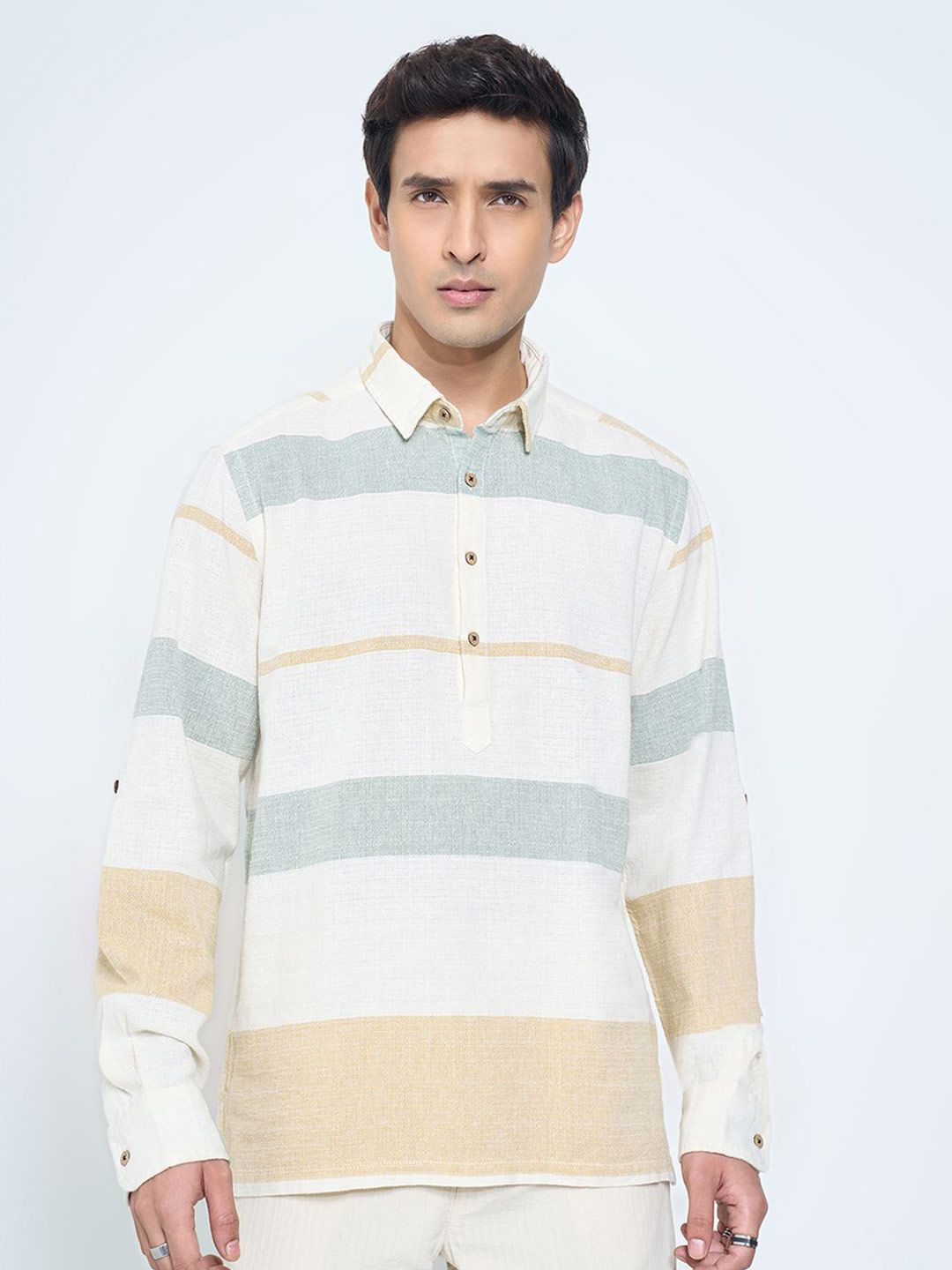 7 Alt by Pantaloons Men Multi Stripes Striped Casual Shirt