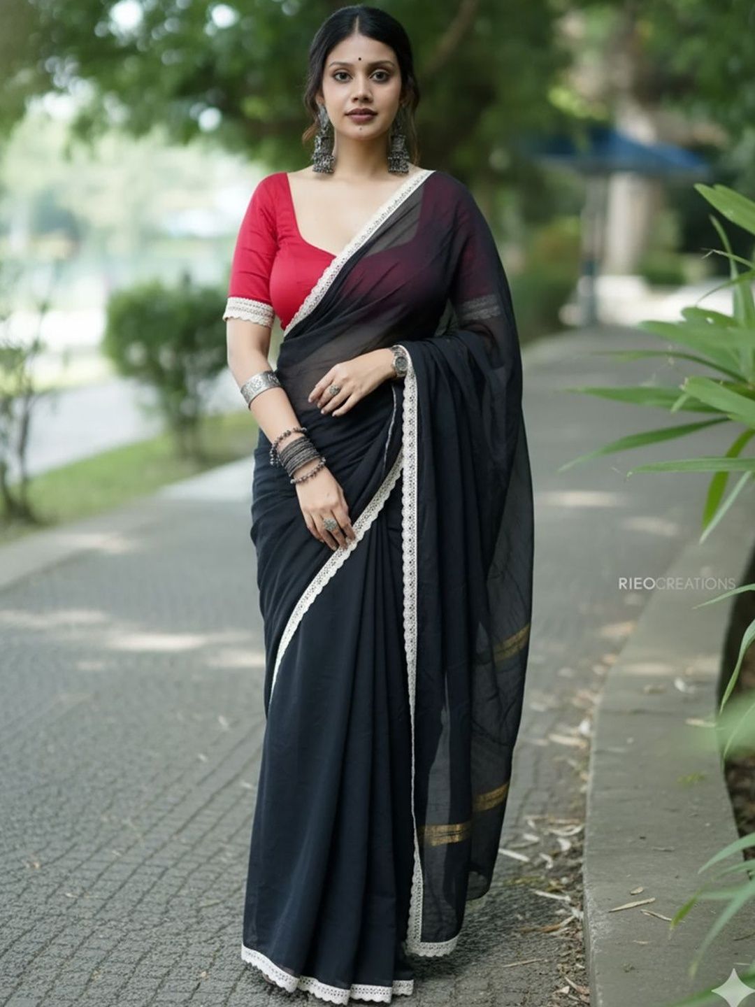 Aparna Solid Lace Pure Cotton Saree