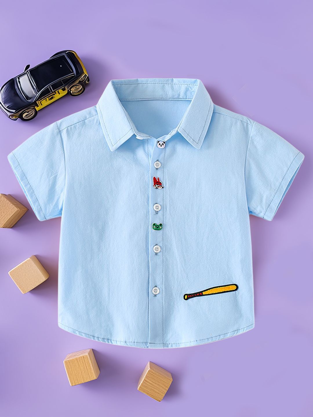 Xsole Boys Spread Collar Regular Fit Cotton Casual Shirt