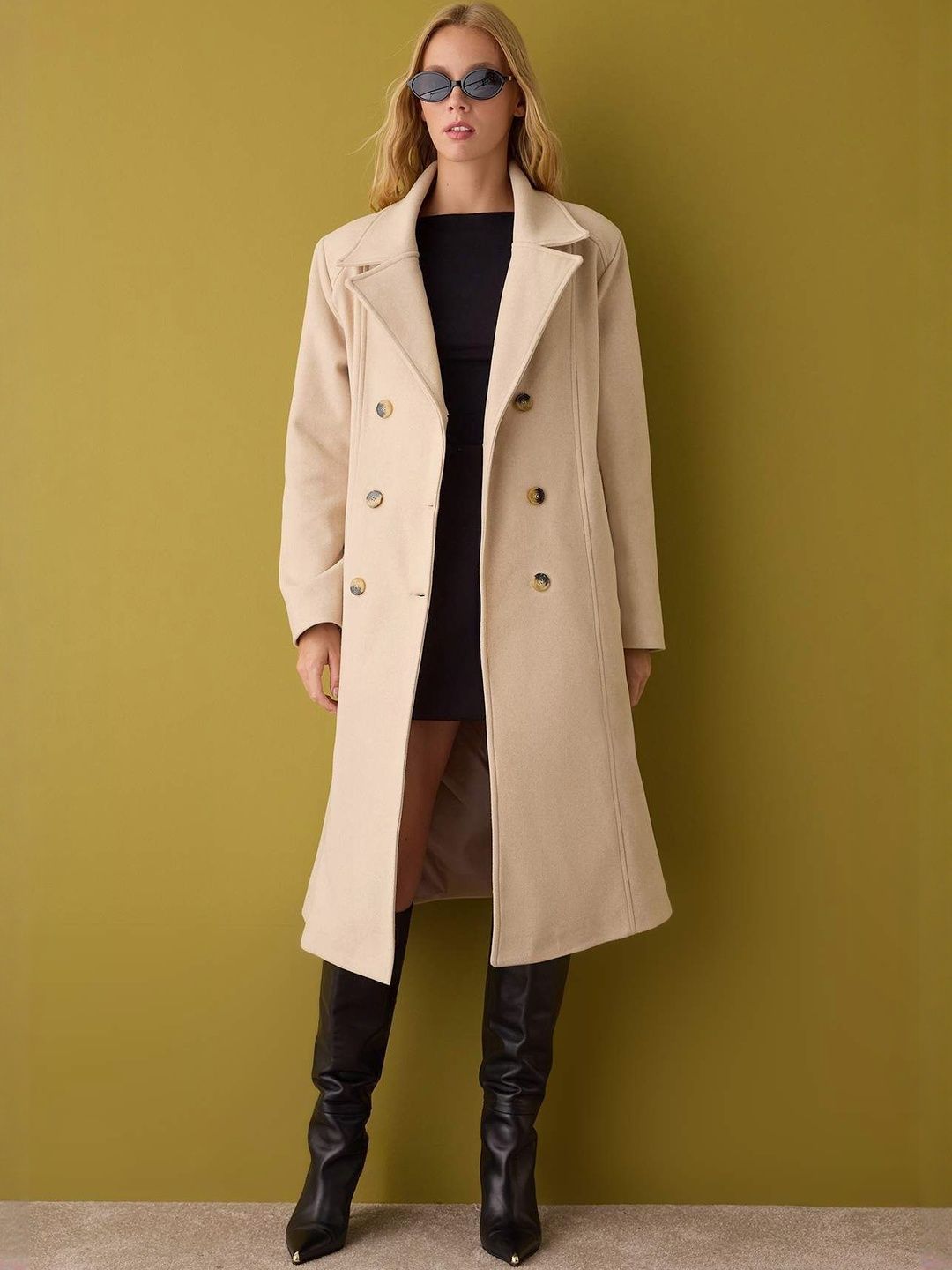 Trendyol Women Double Breasted Notched Lapel Collar Overcoat