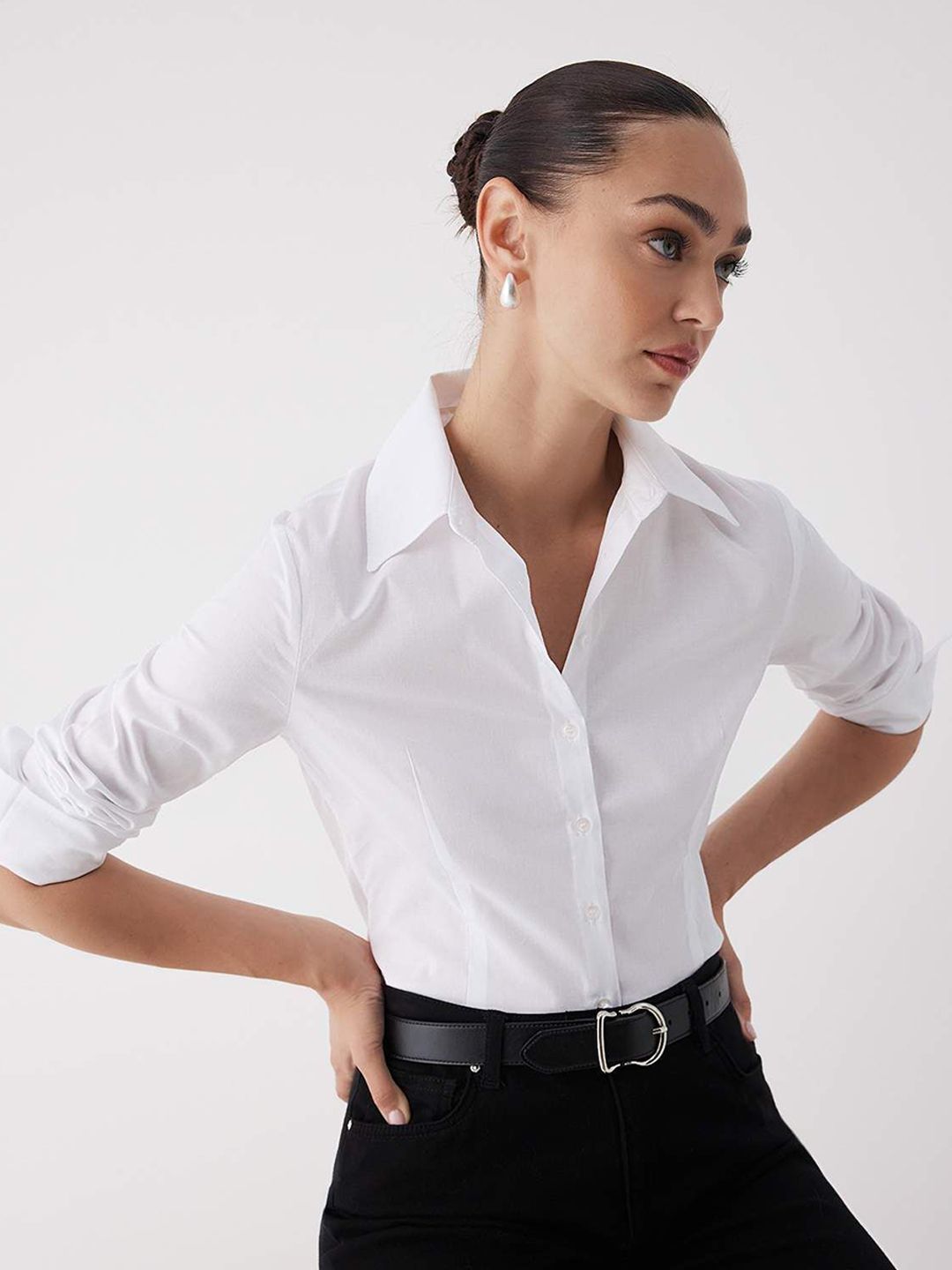 Trendyol Women Spread Collar Long Sleeves Regular Fit Formal Shirt
