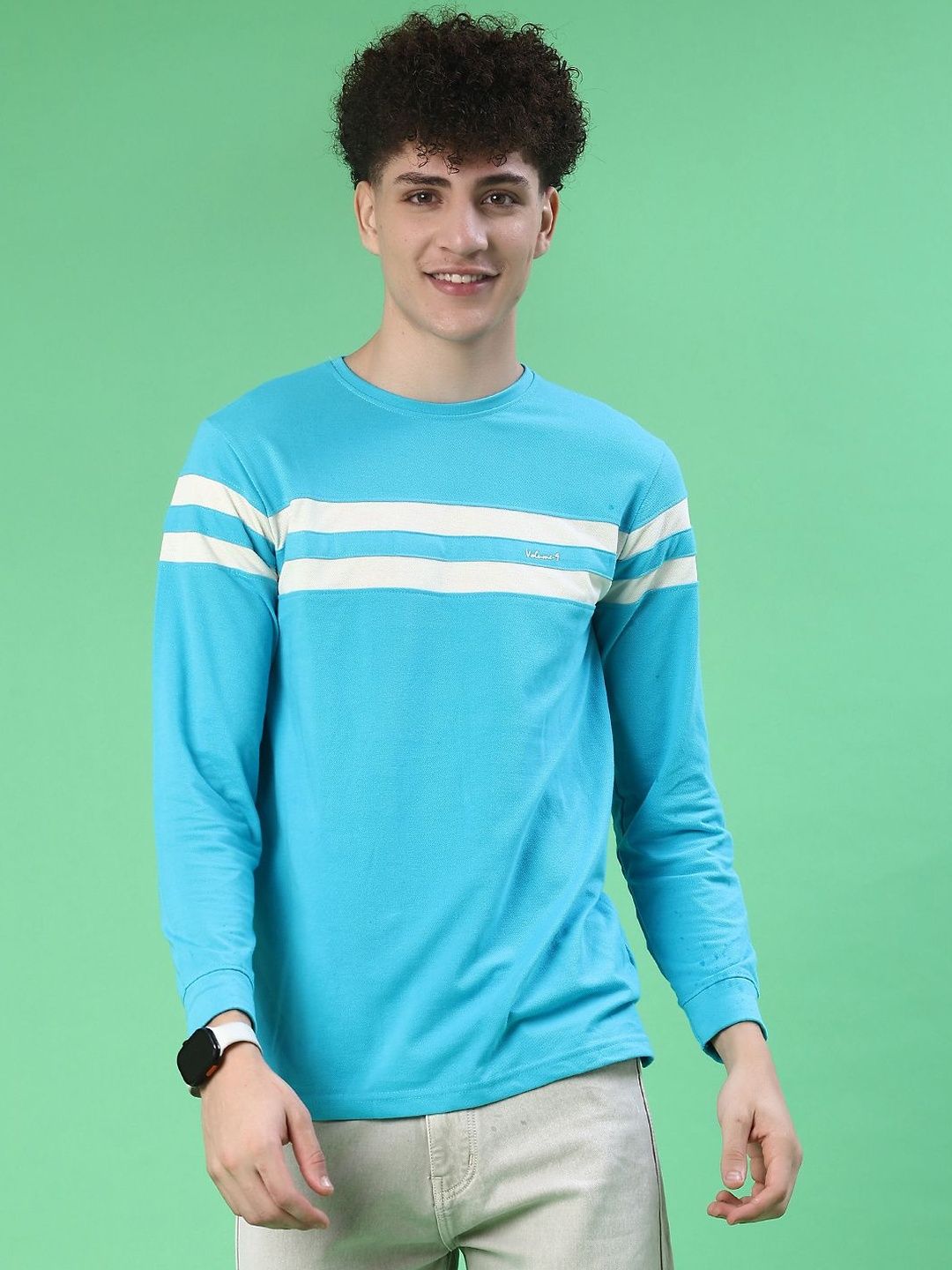 V-Mart Men Striped Slim Fit T-shirt