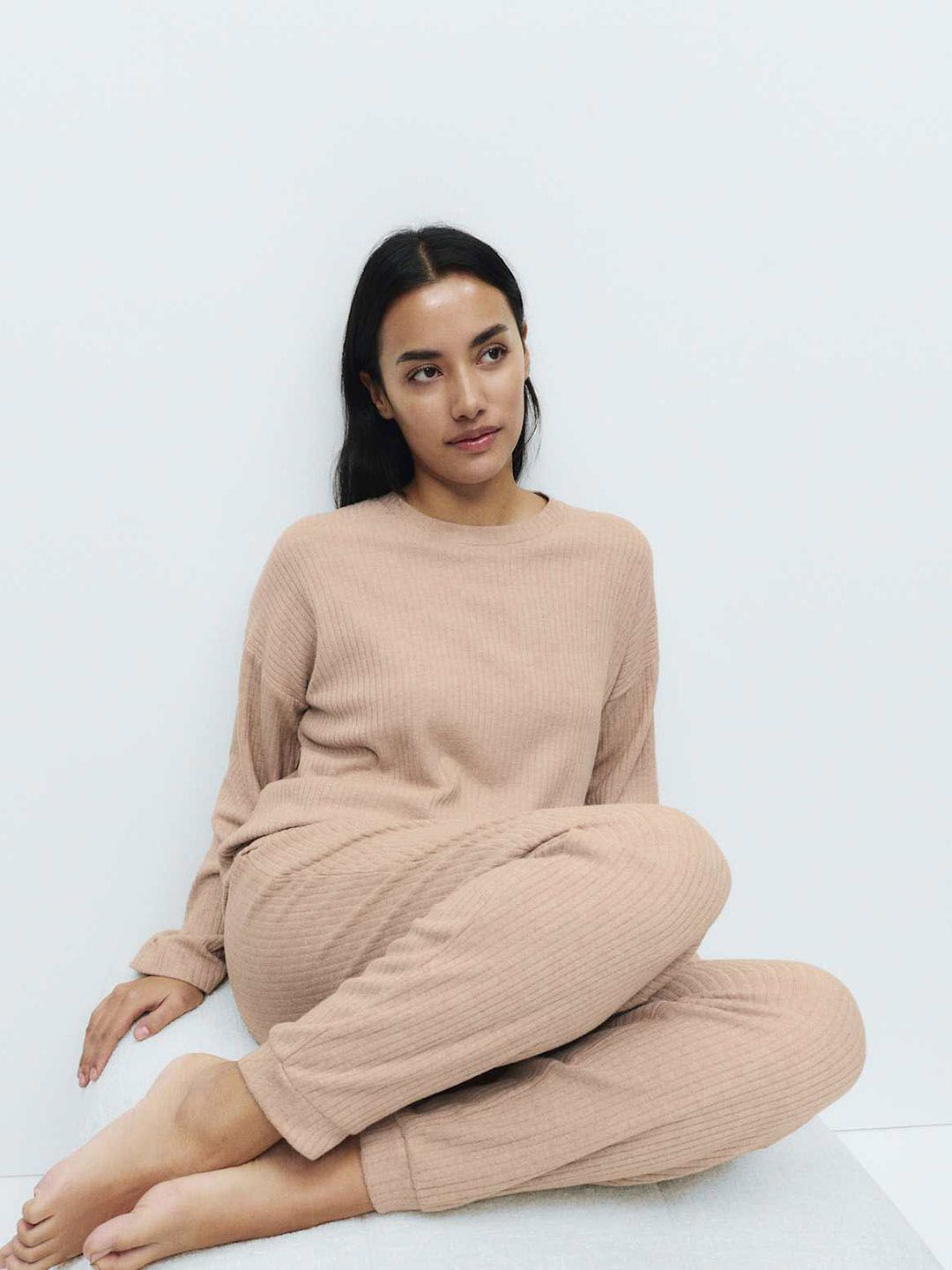 Marks & Spencer Marks & Spencer Ribbed Crew Neck Long Sleeve Pyjama Top