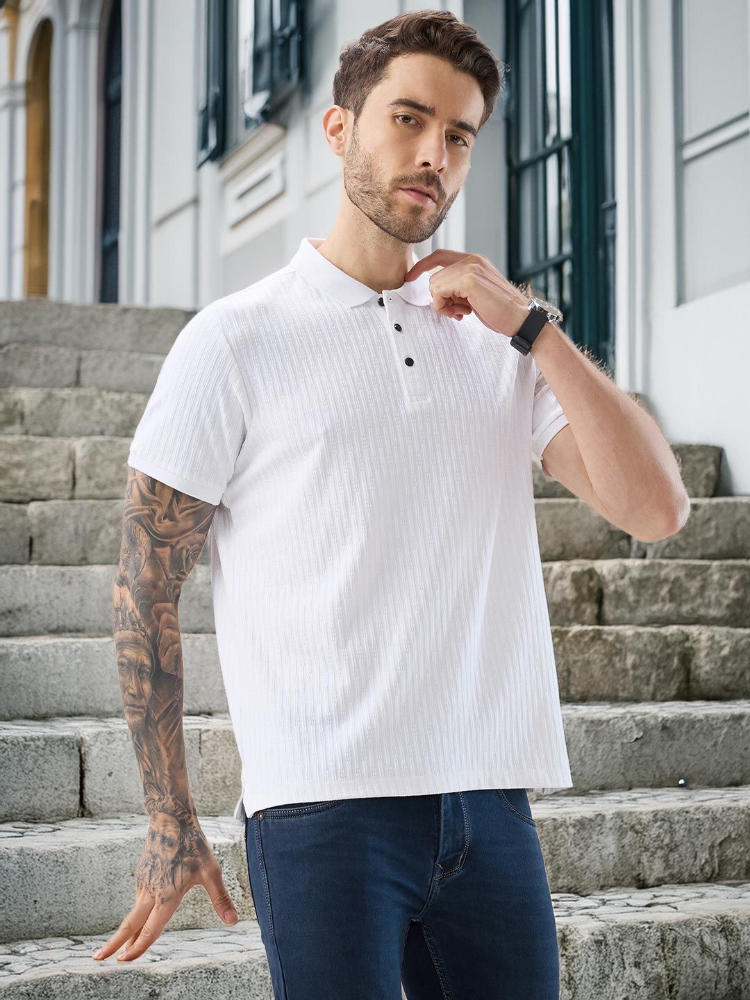 Status Quo Men Polo Collar T-shirt