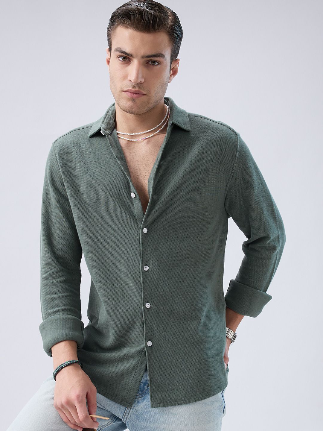 VASTRADO Forest Soft Cotton Long Sleeves Slim Fit Shirt