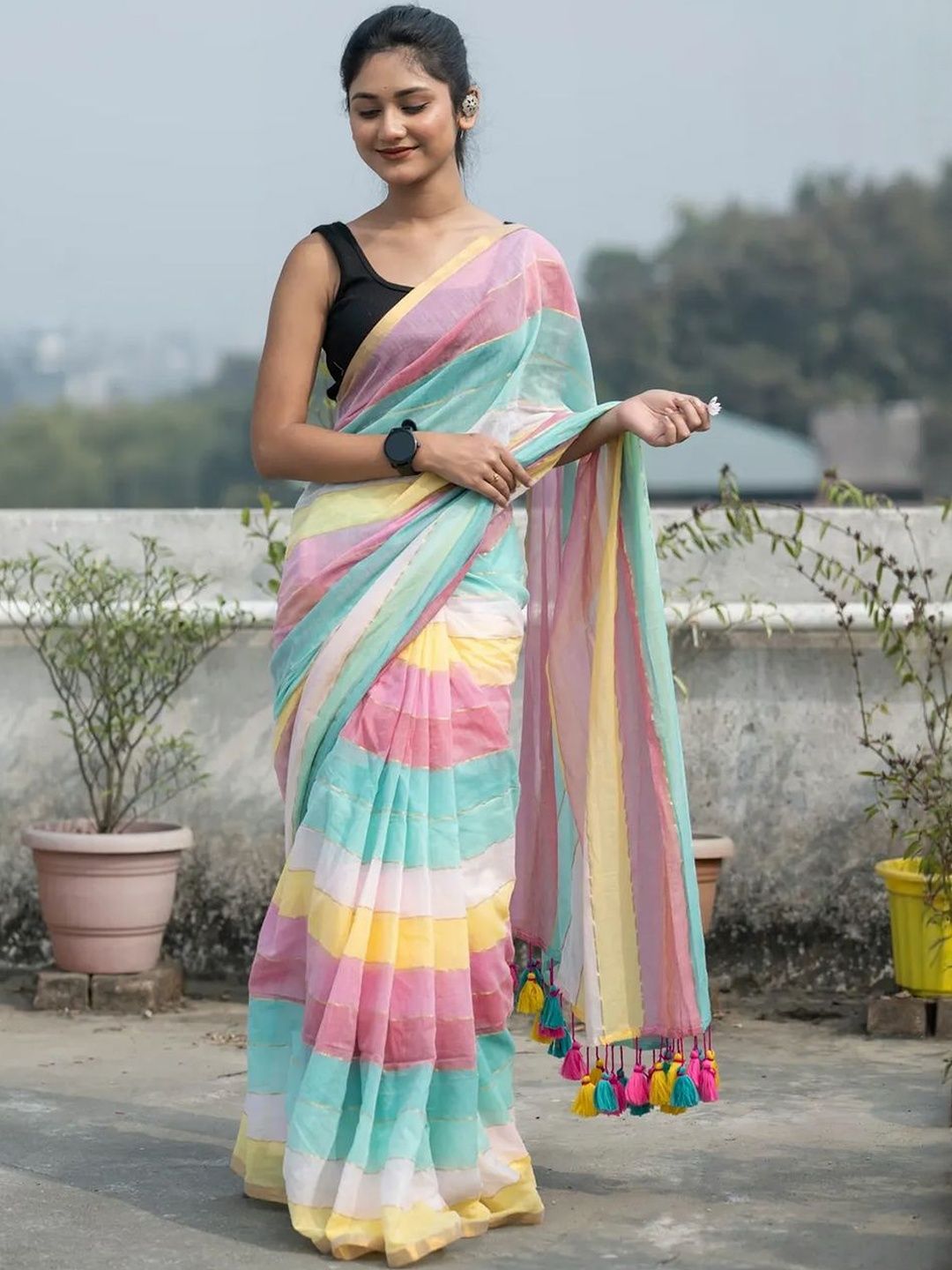 Aparna Striped Pure Cotton Saree