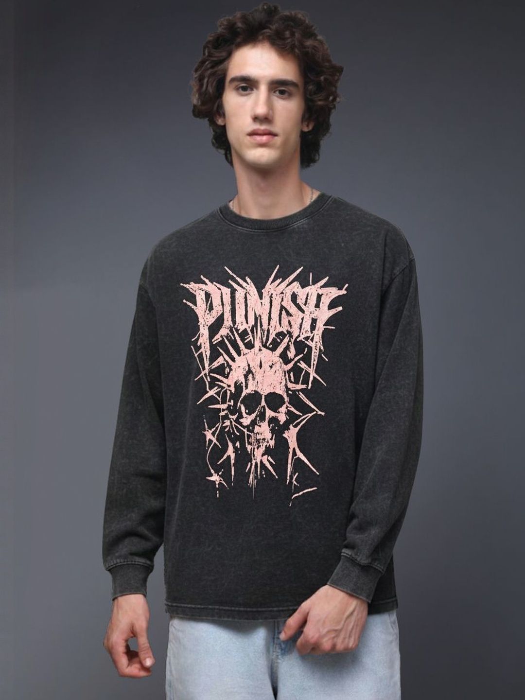 MADSTO Oversized Graphic Printed Round Neck Cotton T-Shirt