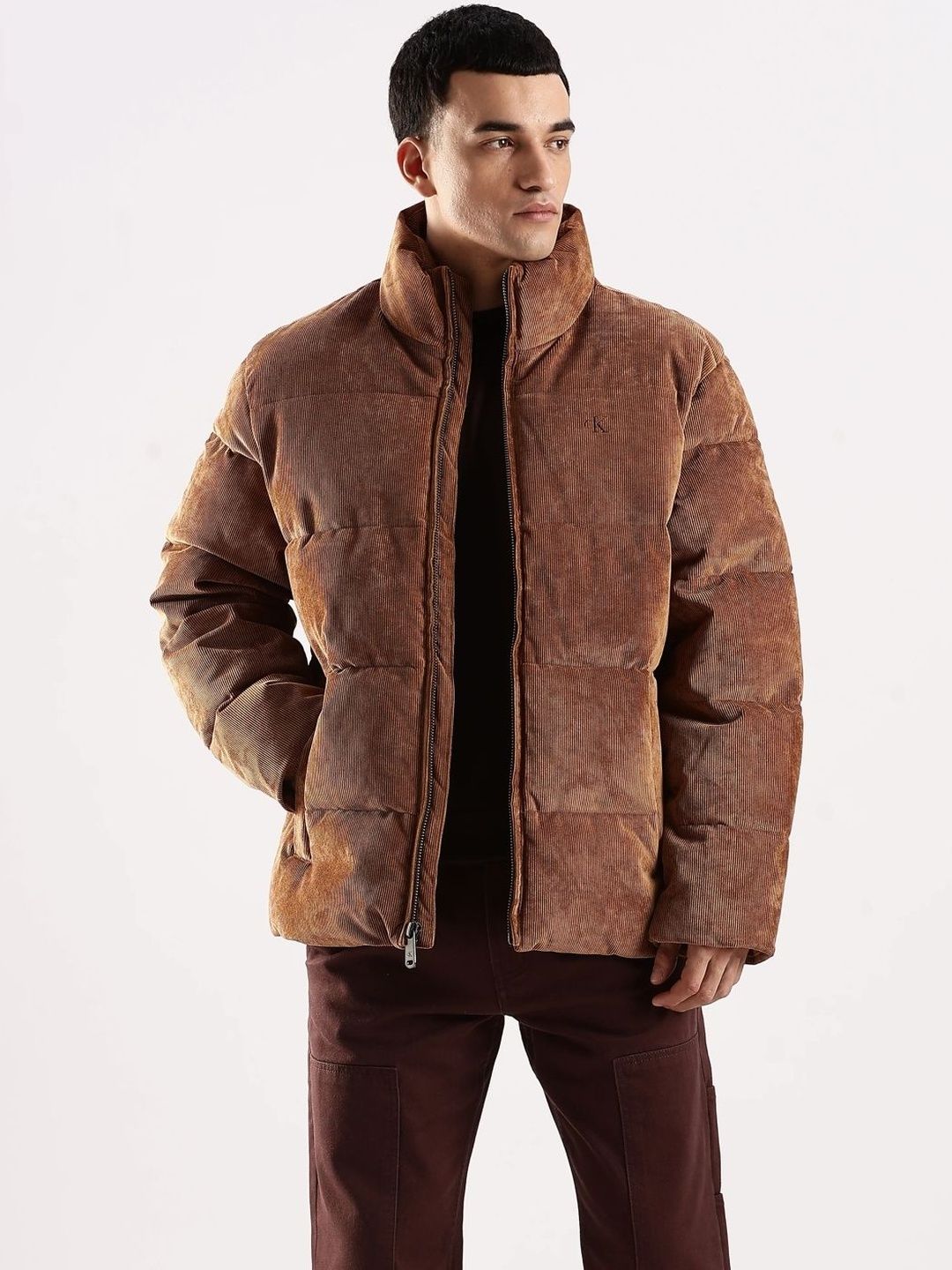 Calvin Klein Jeans Men Stand Collar Solid Puffer Jacket