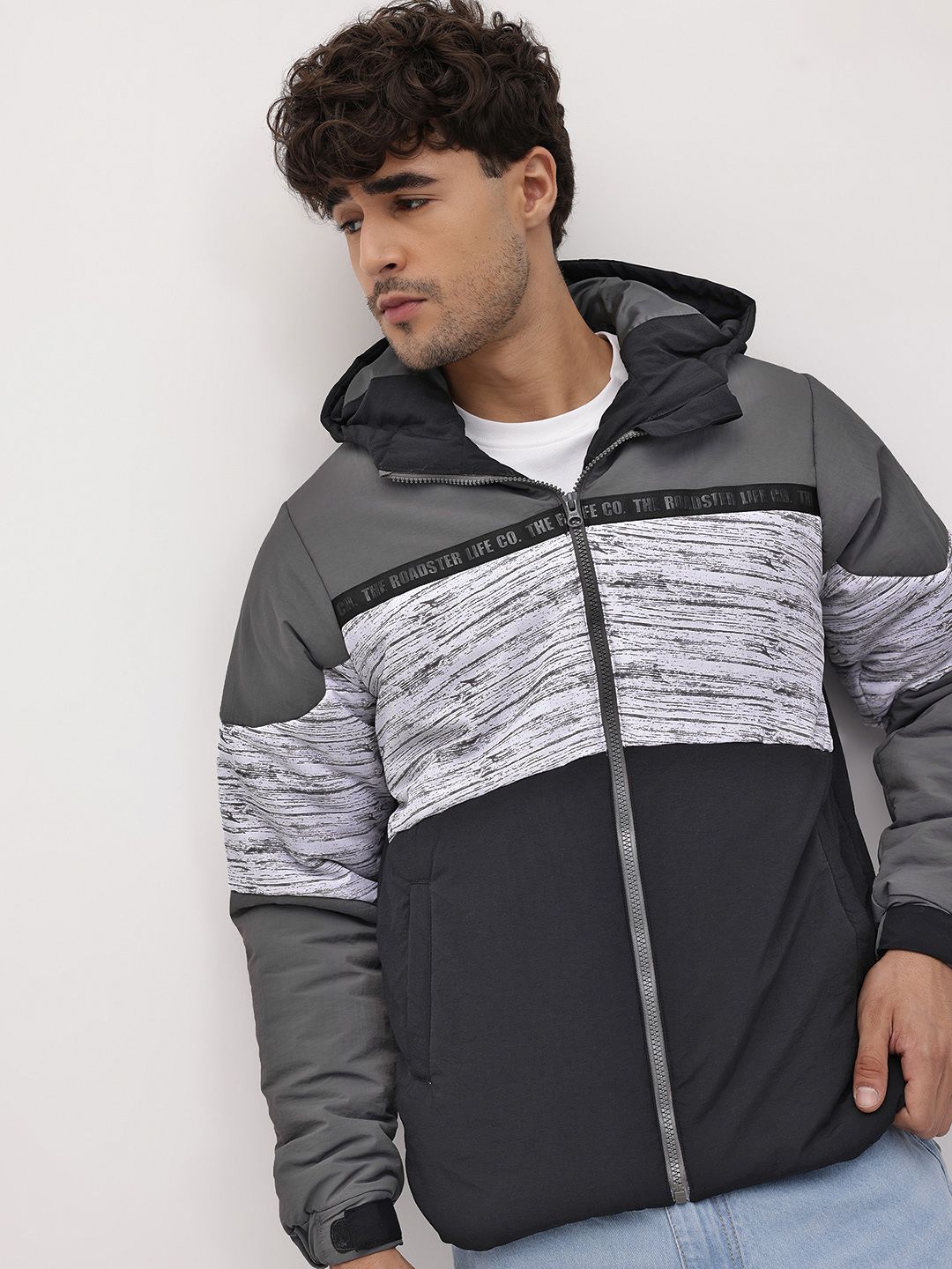 The Roadster Life Co. Colourblocked Hooded Tailored Jacket