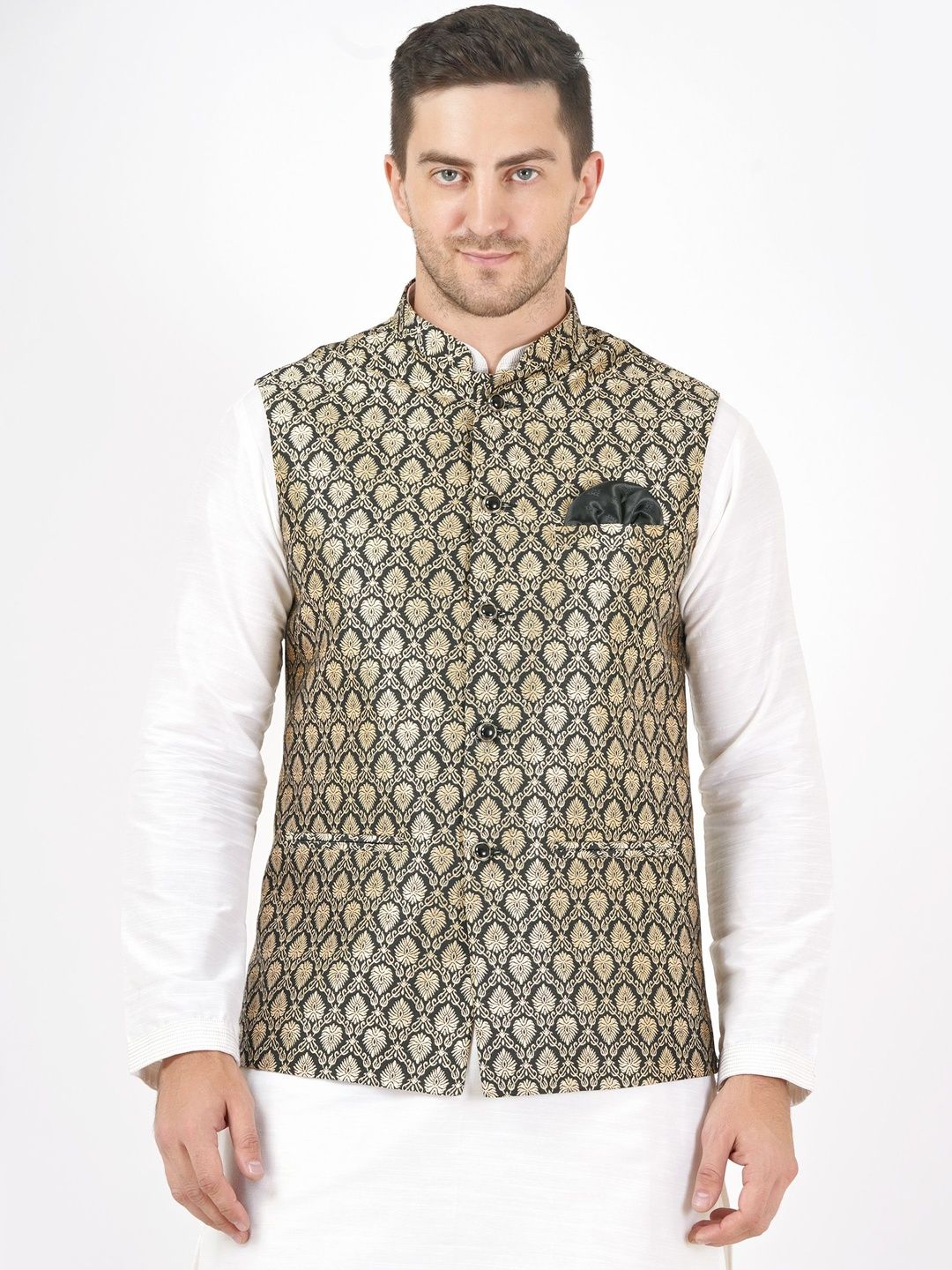 Badoliya & Sons Mandarin Collar Sleeveless Nehru Jacket