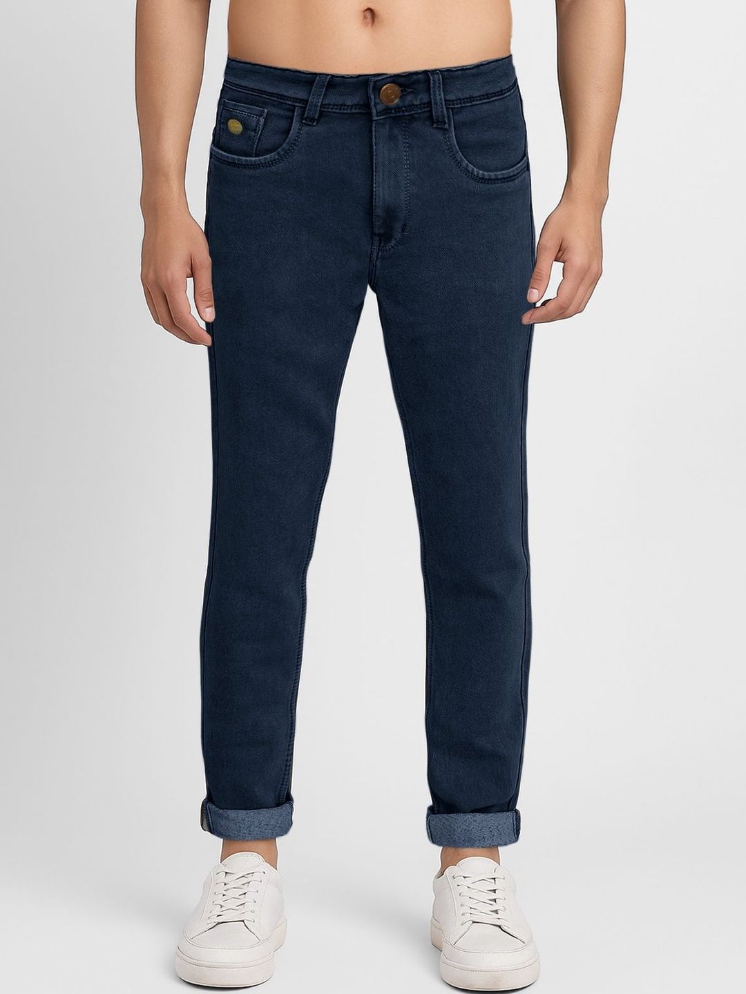 Plounge Men Slim Fit Mid-Rise Embroidered Stretchable Jeans