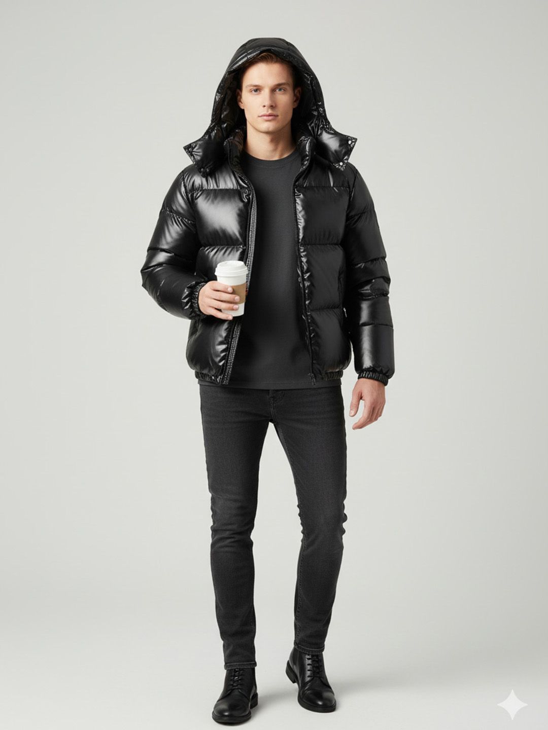 Mast & Harbour Men Hooded Solid Puffer Jacket