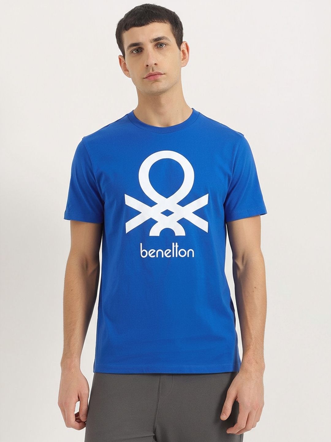 United Colors of Benetton Brand Logo Printed Round Neck T-shirt
