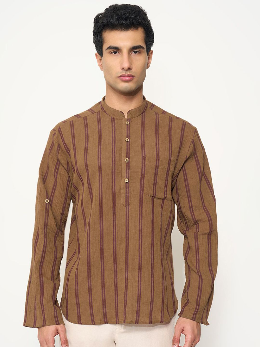 indus route by Pantaloons Men Printed Thread Work Dobby Kurta