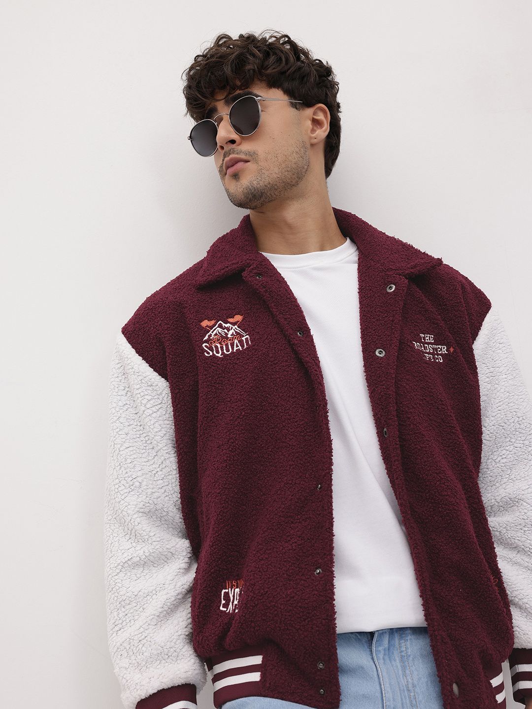 The Roadster Life Co. Typography Applique Spread Collar Bomber Jacket