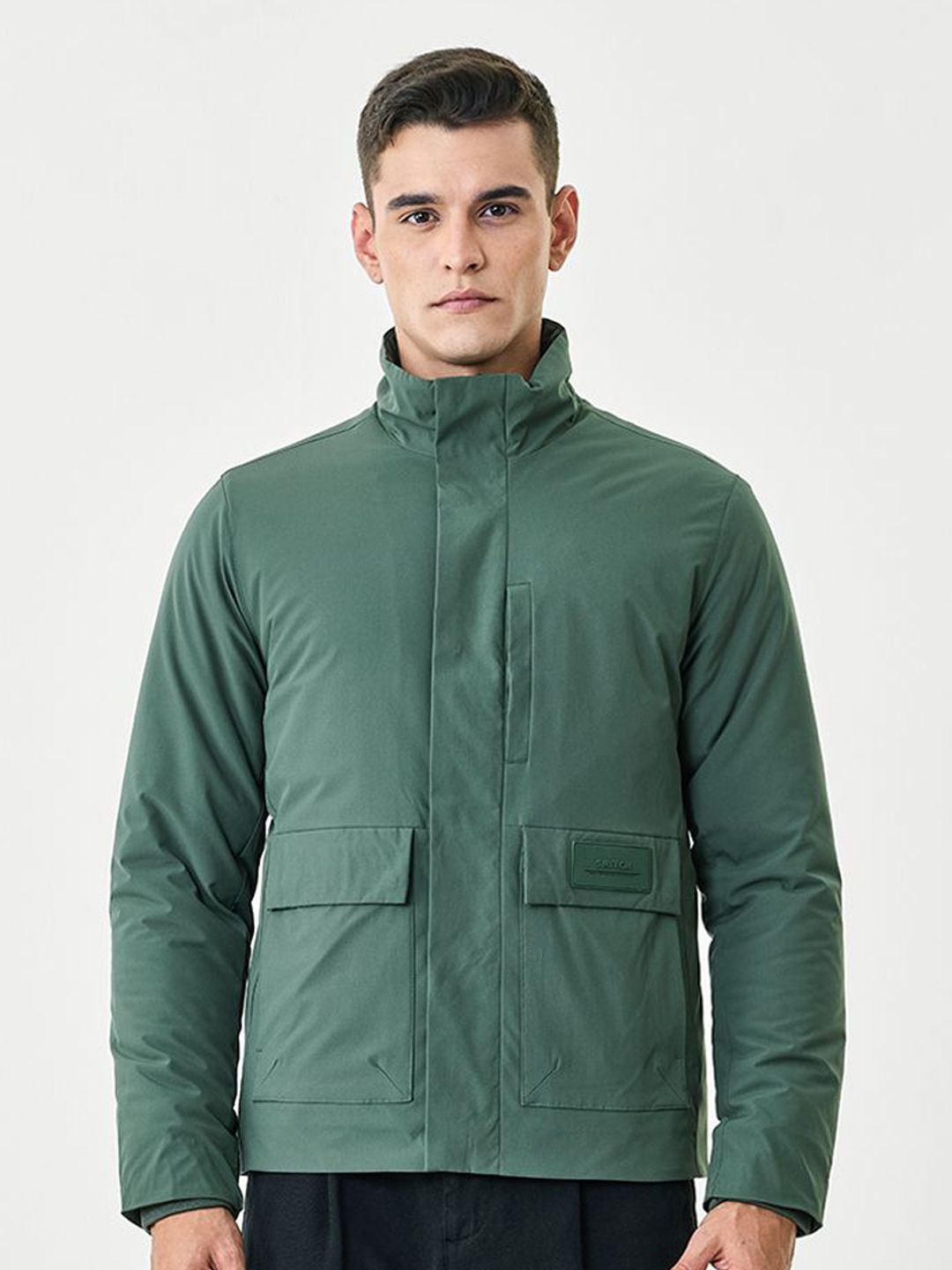 Snitch Men Mock Collar Long Sleeves Insulator Padded Jacket