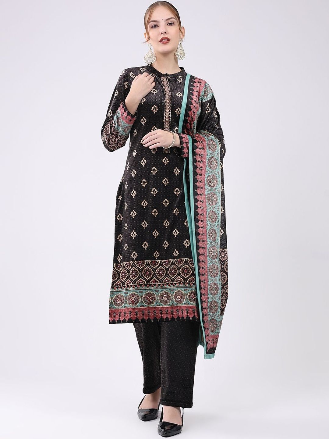 Monte Carlo Women Ethnic Motifs Printed Regular Kurta with Trousers & With Dupatta