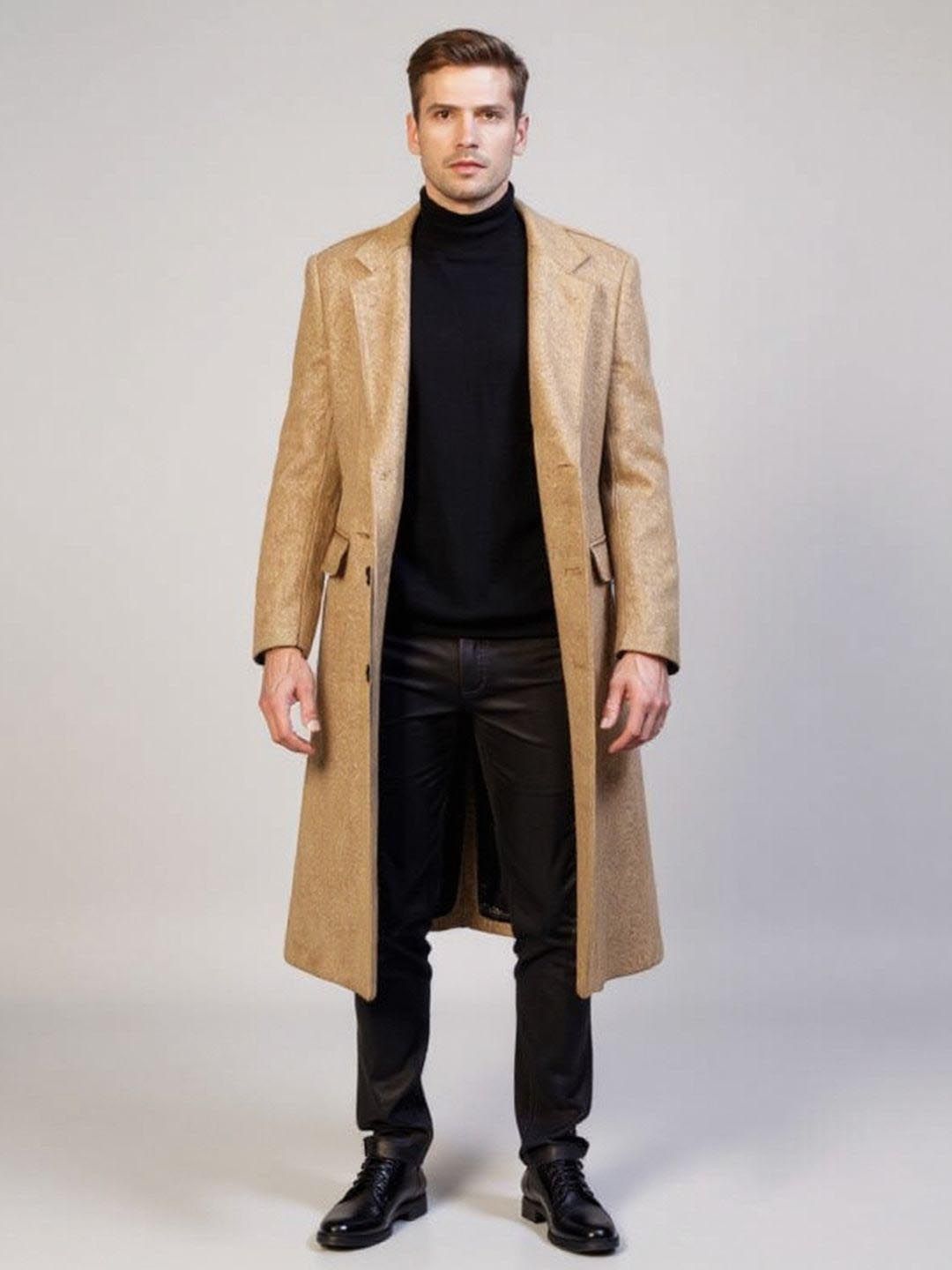 Mast & Harbour Men Longline Cape Jacket with Patchwork