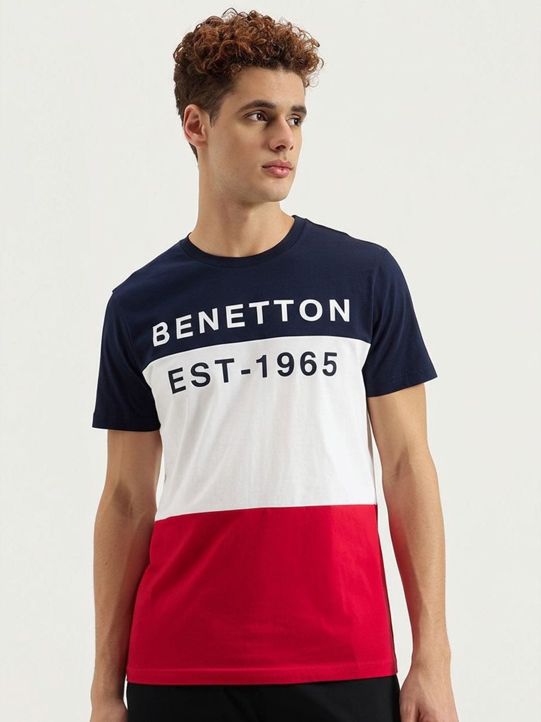 United Colors of Benetton Colorblocked Round Neck T-shirt