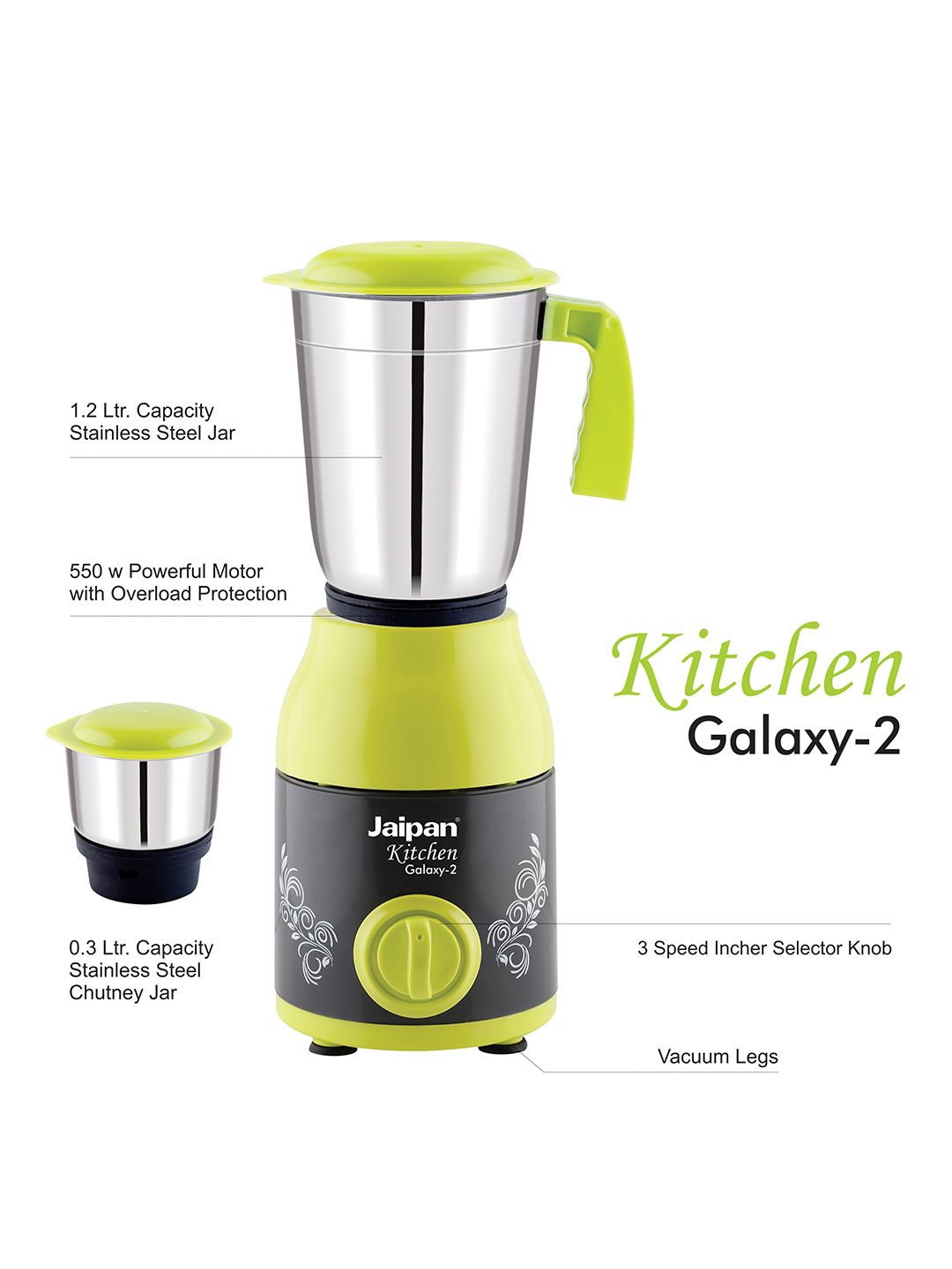Buy Jaipan Kitchen Galaxy-2 Green Stainless Steel Powerful Motor 2