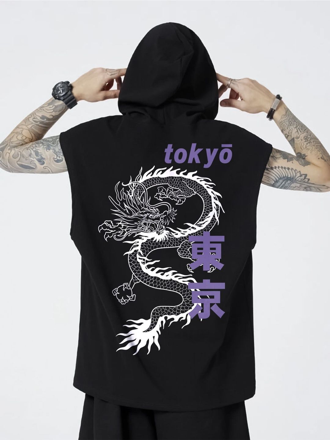 JUMPCUTS Men Graphic Printed Hooded Cotton Slim Fit T-shirt