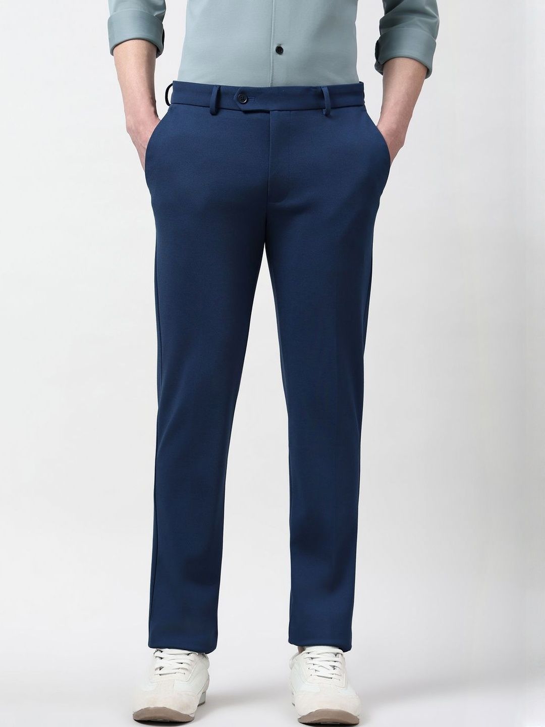 Peter England Men Solid Slim Fit Trousers