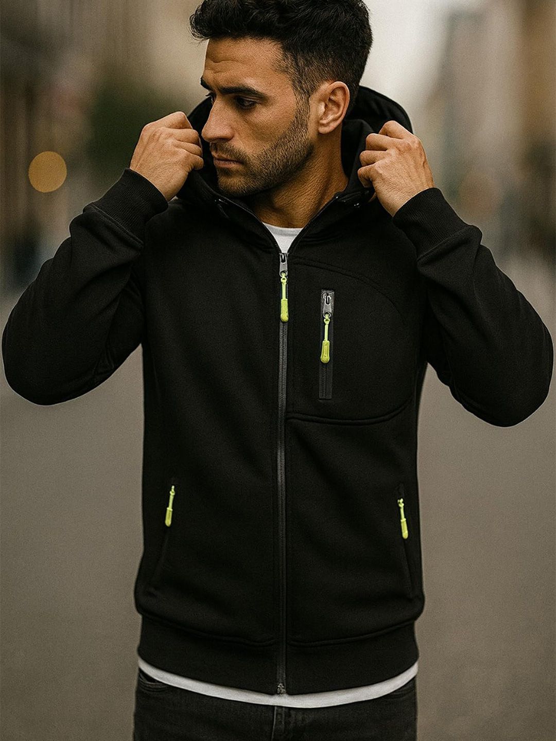 R.Code by The Roadster Life Co. Men Hooded Sweatshirt