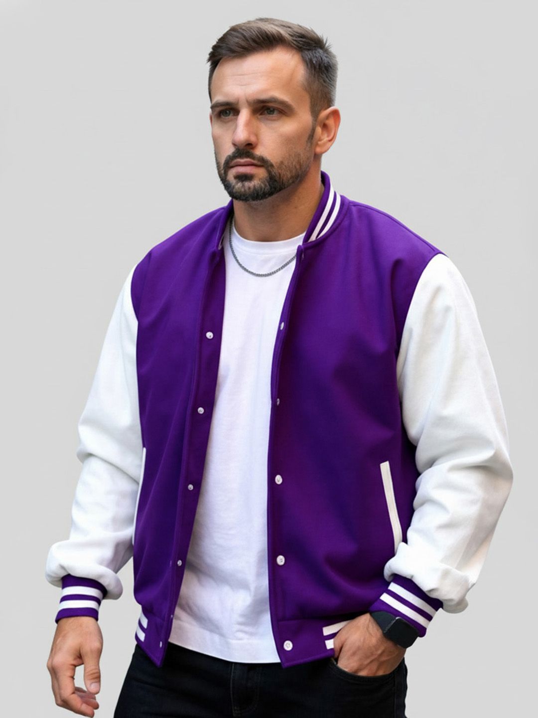 Mast & Harbour Men Collarless Colourblocked Bomber Jacket