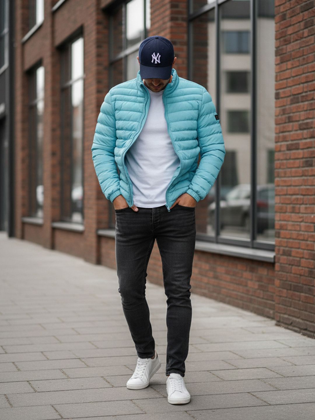 Mast & Harbour Men Mock Collar Solid Puffer Jacket